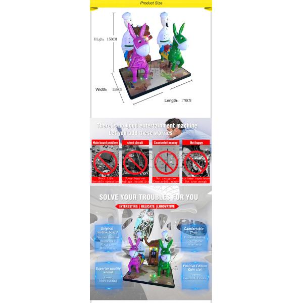 1 Player Kiddie Racing Game Machine / Horse Coin Operated Ride On Toys