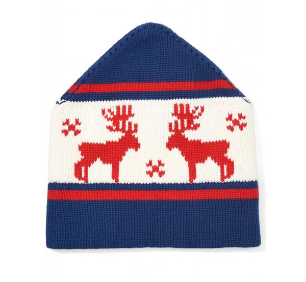 Ski Jacquard Knit Beanie Hats Deer Pattern 50 % Merino Wool 50% Cotton Material