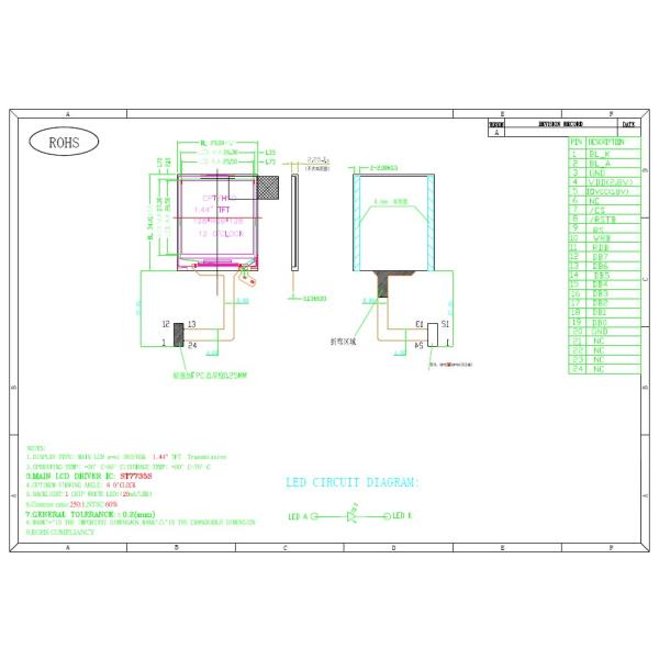8BIT MCU Interface 128xRGBx128 Sunlight Readable TFT For Alarm Clock