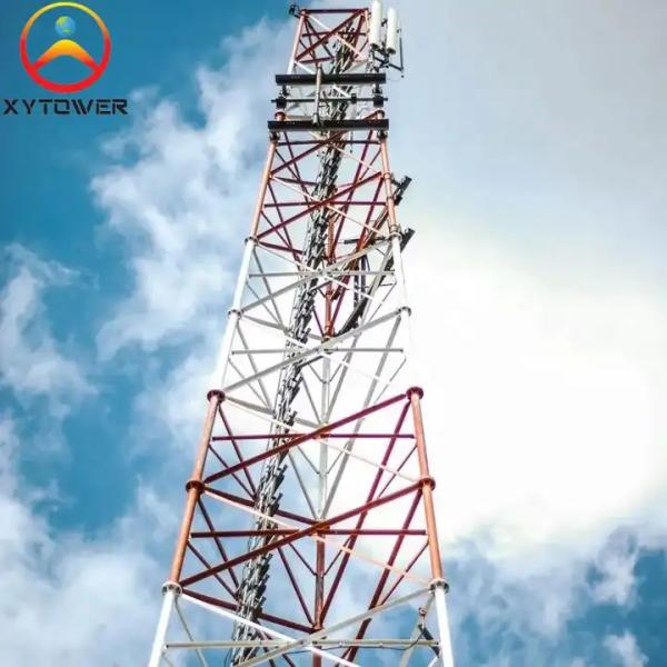 Galvanized 3 Legs Triangular Radio Mast Telecom Self Supporting Angle Steel Lattice Tube Tower