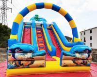 Tobogán acuático inflable comercial del carril dual del mundo del océano