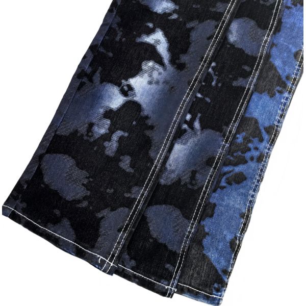 Maillard Style Black Flocked Denim Fabric Dark Blue 70%Cotton Unique Design For Jeans