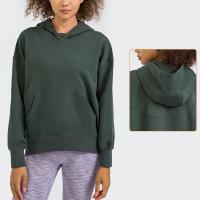 Mulheres encapuçados da camiseta do pulôver fraco ocasional simples do ombro da gota da ioga