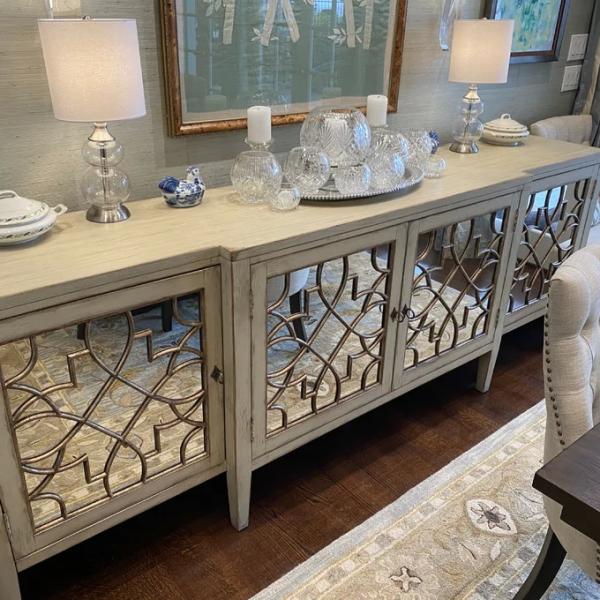 Black Mirror Credenza Cabinet Sideboard Organizer Set For Living Room TV