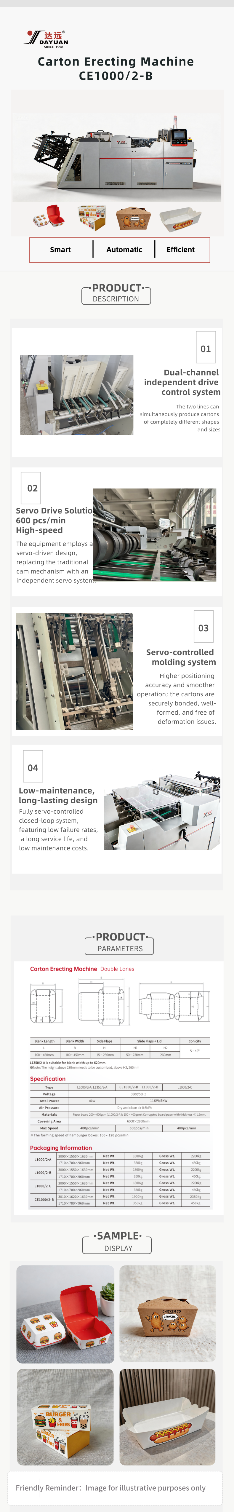 Carton Erecting Machine Dual Channel CE1000/2-B 600pcs/min Servo Erector