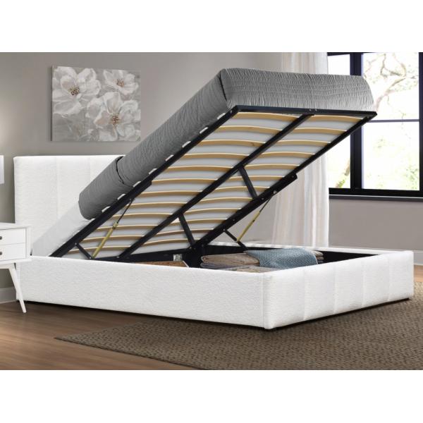 Gas Lift Up Storage 400lbs Upholstered Platform Bed Wooden With Hydraulic