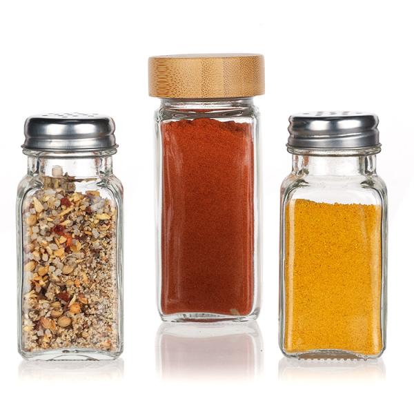 Glass Salt and Pepper Shaker Container 4OZ Glass Spice Jar Containers With Labels