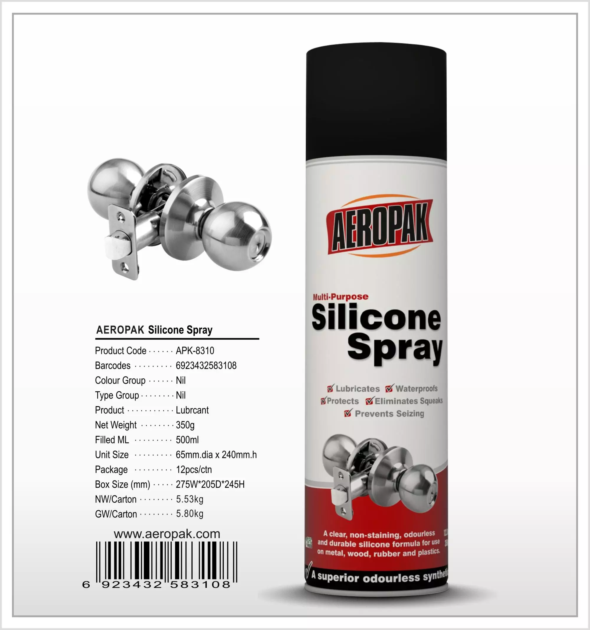 Aeropak Durable Odourless Advanced Synthetic Silicone Spray