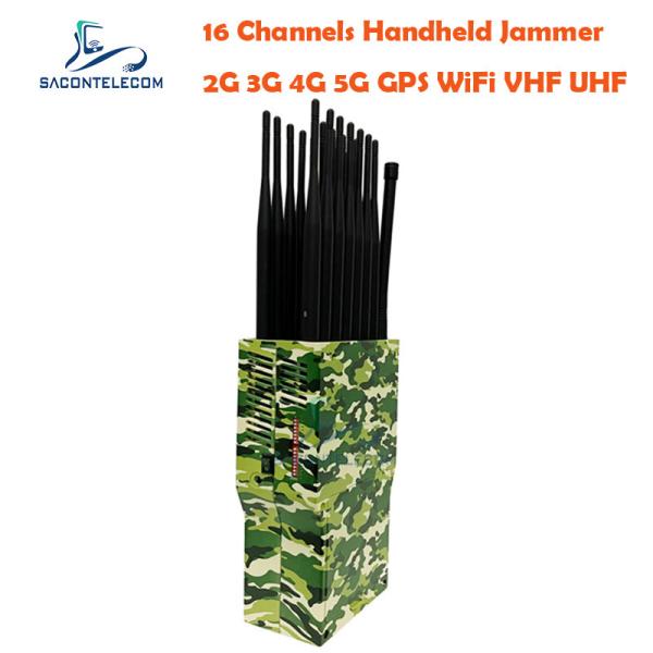 21W Output Power Portable Signal Jammer with 30m Jamming Range and 16 Antennas