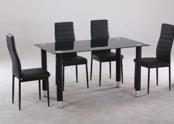 Rectangle Modern Style Chinese Glass Dining Table And 4 Chairs
