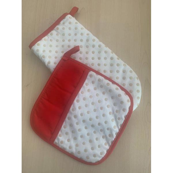 100% Cool Cotton Oven Mitt Pot Holder Kitchen Set Machine Washable Heat Resistant