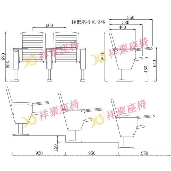 Slim Metal Leg Church Hall Chairs with Strengthen Standing Foot Solid Wood