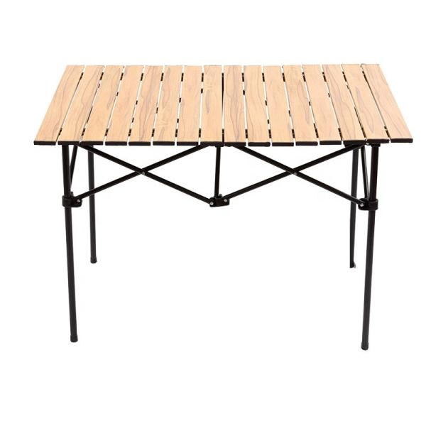 6kg Aluminum Folding Camping Table 120x60cm Wood Grain