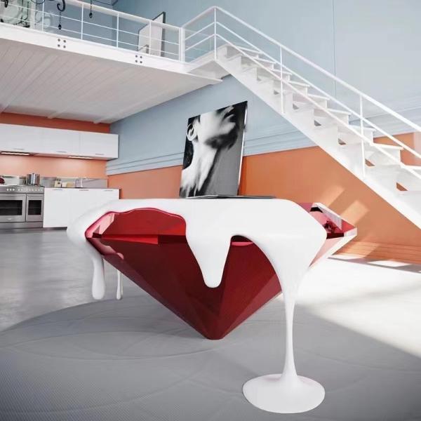 Mesa de café de fibra de vidro multicolor Design italiano exclusivo Forma de lava de diamante