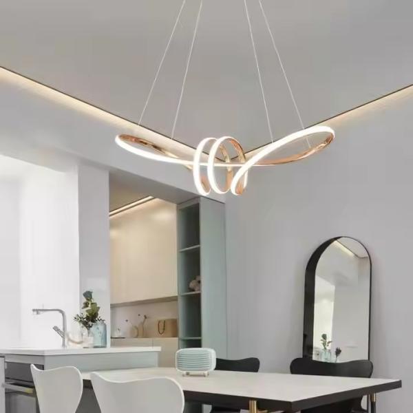 Nordic New Design Colored Pendant Light Restaurant Suspended Pendant Lamp Modern Art Twisted Design Creative Wave LED Chandelier