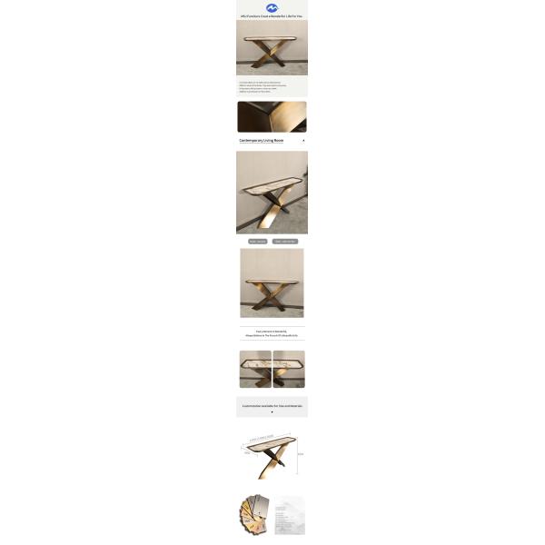 Wall Brass Gold And Marble Console Table With Stainless Steel Base