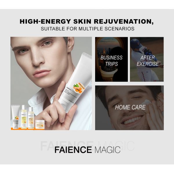 FM OEM Organic Tumeric Man's Skincare Set Wtih Tumeric Extract Whitening Moisturizing Shrink Pores Oil-controlling for Home Use