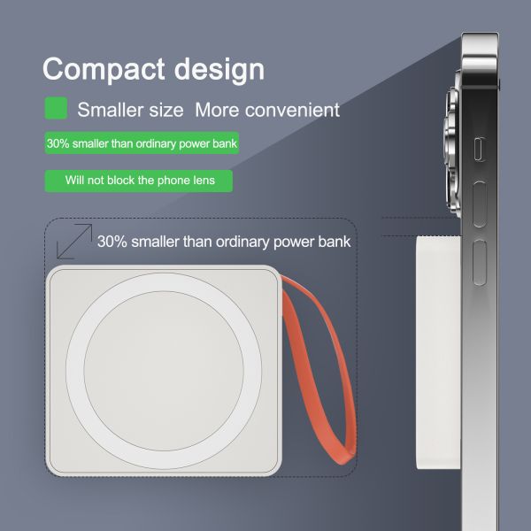 Wireless 3 In 1 Magnetic Cordless Power Bank 20W 5000mAh Portable Fast Charging Slim