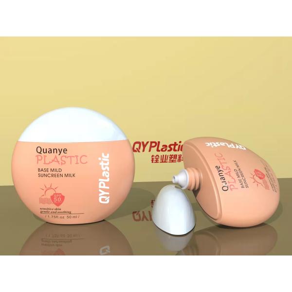 Сливк солнцезащитного крема округлой формы 50ml бутылки выжимкы HDPE пластиковая с крышкой PP