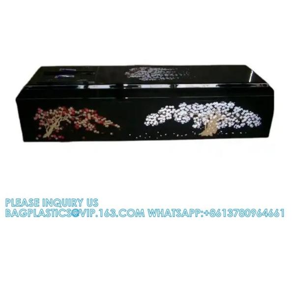 Japanese Plywood Casket Wooden Coffin With Flower Painting Casket Wooden Coffin OEM Japanese Wooden Coffin