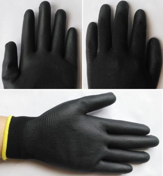 13 Gauge Knitted Black Polyurethane Work Gloves Dipped Working Gloves For Construction