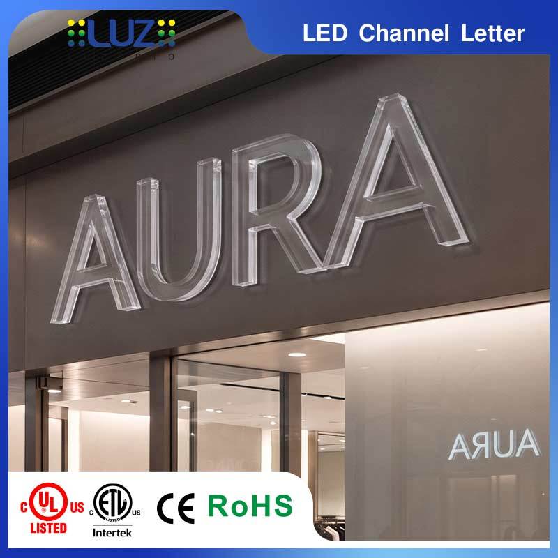 Seamless Whole Body Glowing CNC Carved Translucent Acrylic Mini LED Signage For Shopping Mall Interior