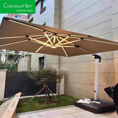Luxury Aluminum Market Commercial Patio Garden Solar Parasol Outdoor Umbrella for Outdoor Furniture within Modern Design
