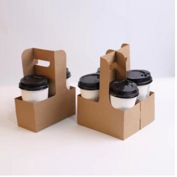 Hot Drink Cup Tray with Handle Disposable Chinese Manufacture Paper Cup Holder
