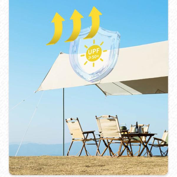 Outdoor Portable Camping Square Shade Canopy  Rainproof Silver Awning Picnic Thickened Canopy