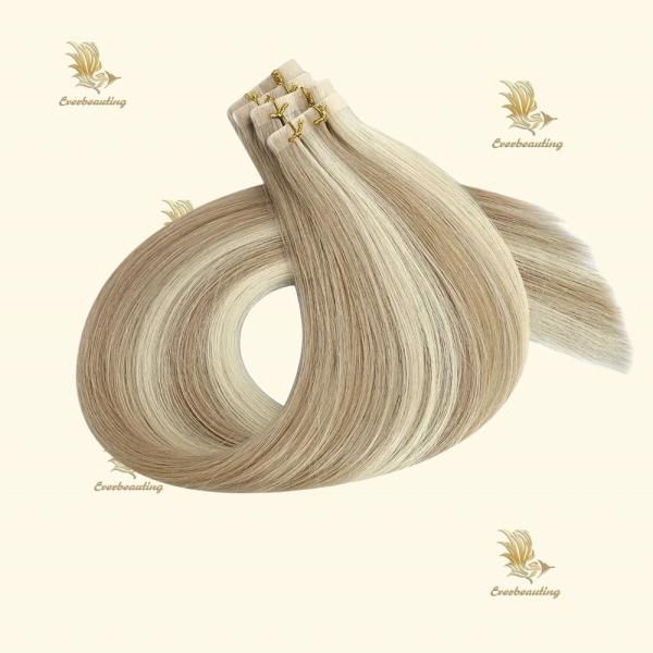Human Hair Invisi Tape Hair Extensions Double Drawn in Highlight Colors from Russia