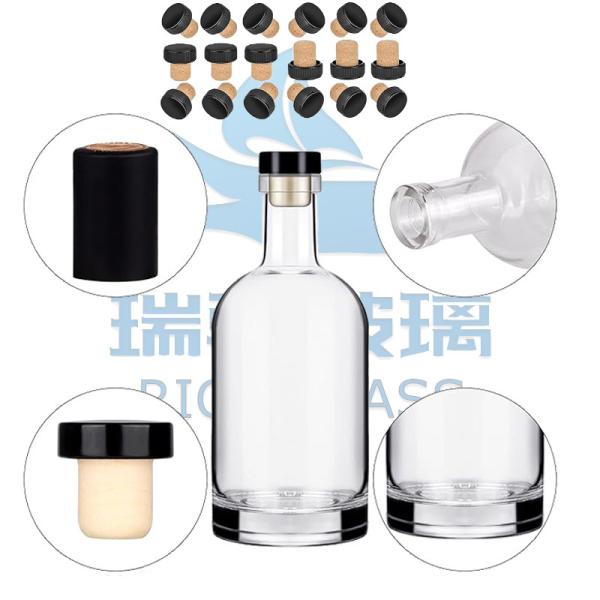 500 ml/750 ml/1500 ml Bouteille de whisky liquide borosilicate clair Bouteille de verre de type carré
