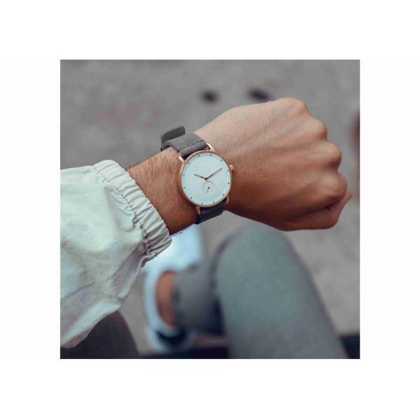 5ATM water resistant Grey leather wrist watch rose gold quartz watches bezel japan movt