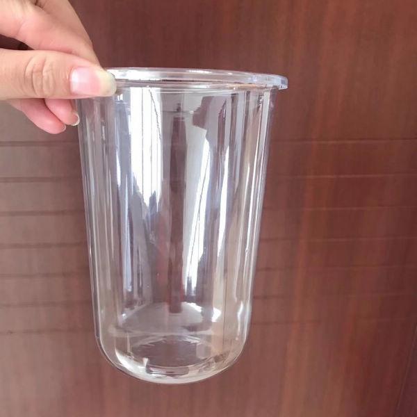 Os copos 500ml U de Logo Printed Disposable Iced Coffee dão forma com resistência do odor das tampas