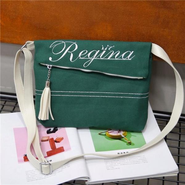 2018 new embroidered tassel single shoulder canvas bag Japan and south Korea fashion single shoulder messenger bag