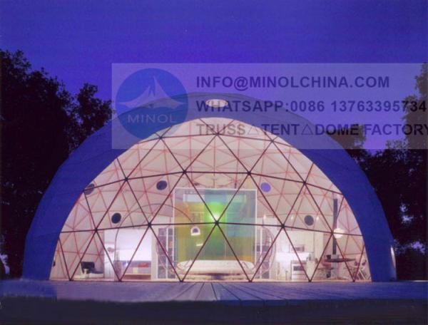6m Diameter Glamping Dome Tent With Air Conditioning Private Bathroom
