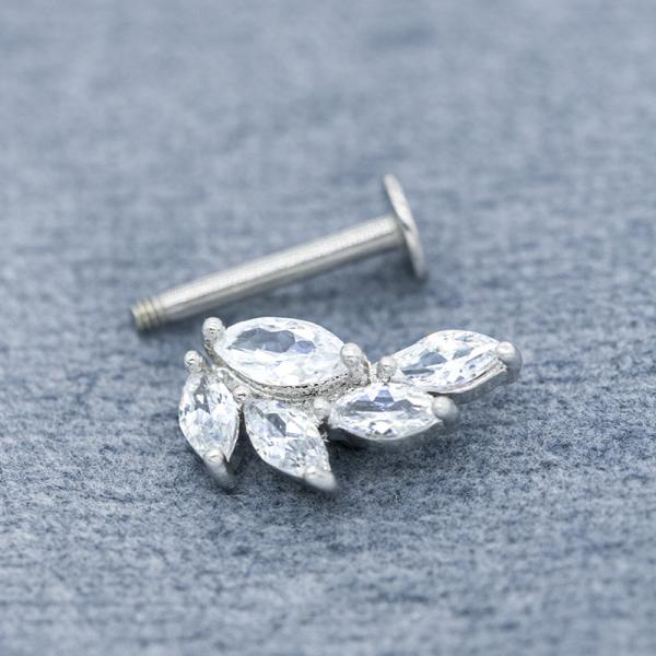 5pcs Marquise Stones Labret Tragus Piercing 316 de aço inoxidável