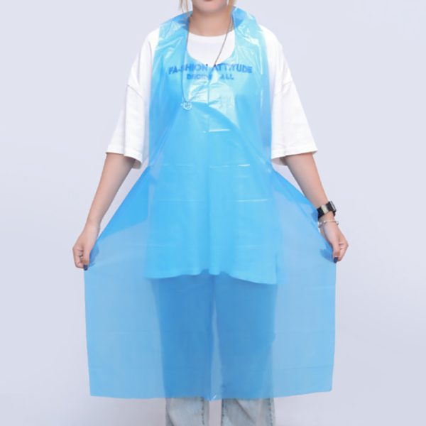 Hubei Haixin Disposable Blue and White PE Apron Waterproof LDPE Material Kitchen Sleeveless Plain Style for Cleaning Wholesale