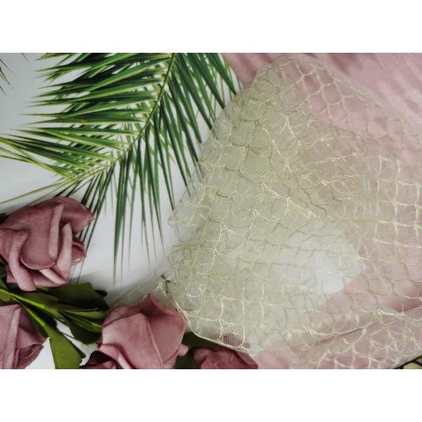 Ткань цвета слоновой кости сетки Lurex металлическая мягкая Тюль золота для платья маленькой девочки