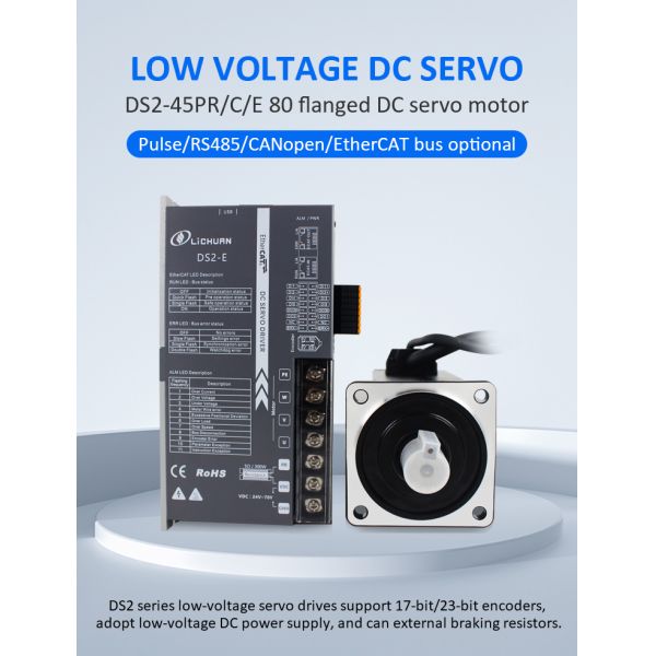 Lichuan DC Servo Motor Drivers Kit DS2-45P/R/C/E Low Voltage 3.2N.m 1KW/1000W 48V 25A 3000RPM IP65