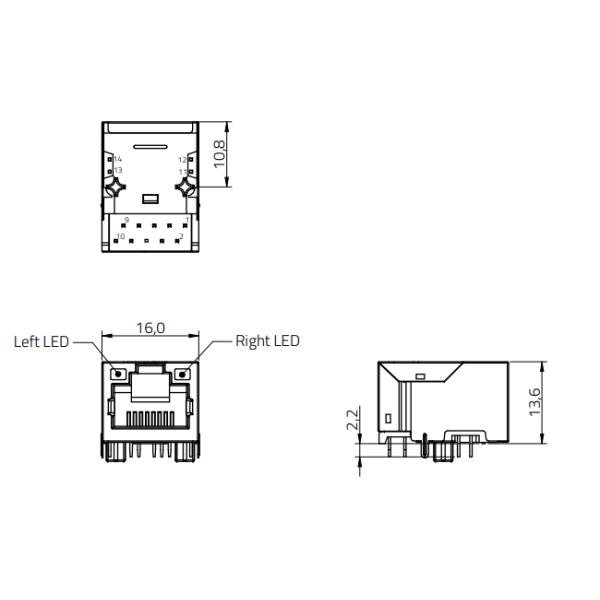 74982104400 100BASE-TX WE-RJ45 LAN Through Hole Reflow Series