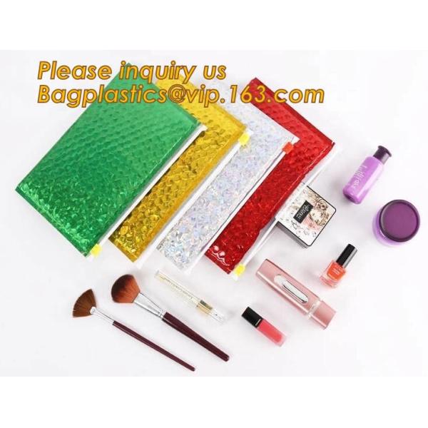k Bubble Bag Zipper Padded Bag with LOGO for Cosmetic,custom colorful metallic bubble zipper bag Packaging Cosmeti