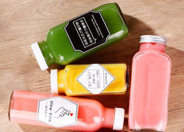 Embalagem quadrada de Juice Bottles Strong Sealing Coffee do vidro do tampão plástico