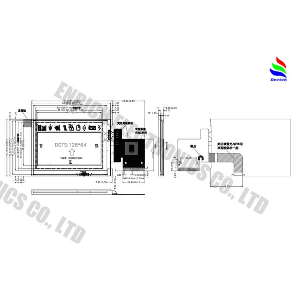 2.4 Inch 128x64 FSTN/Transflective/Positive Dot Matrix LCD Display for Industrial and Medical Instruments