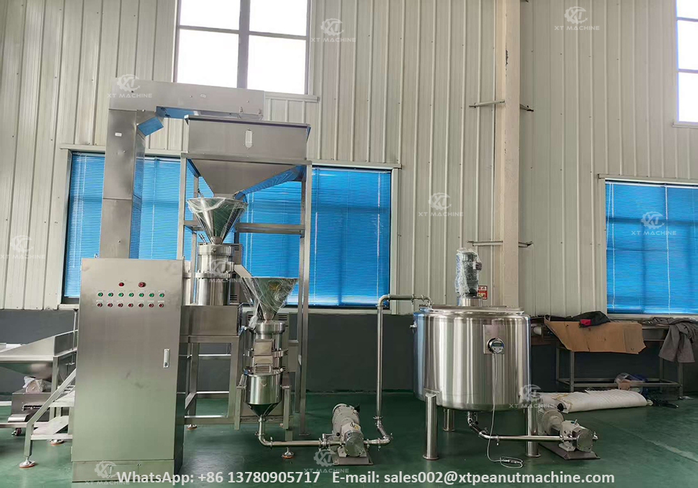 500kg/h Simple Type Peanut Butter Production Line PLC Control Automatic Pistachio Butter Grinding Machine