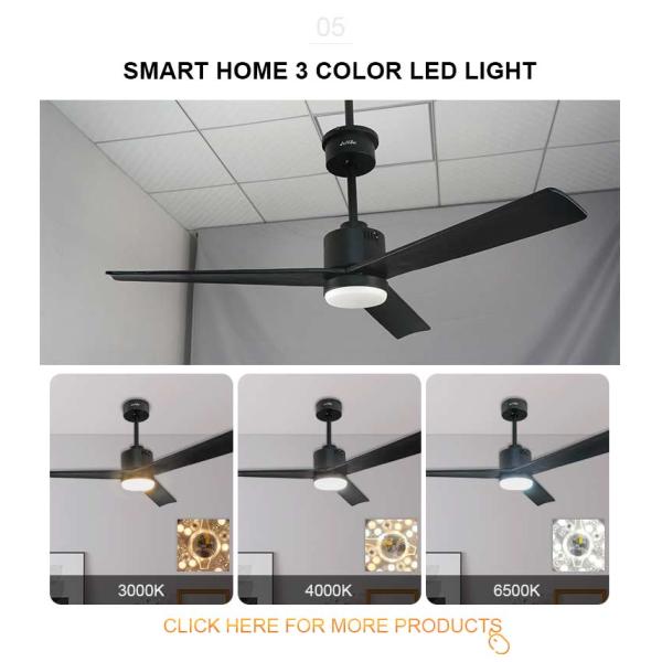 2022 Indoor Decorative BLDC Fan Ceiling Fan Light com controle remoto em cores multicolor