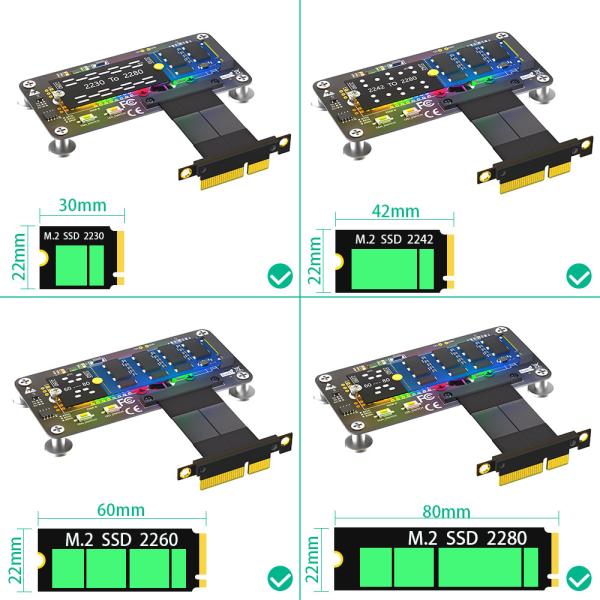 PCI Express PCI-E 3.0 4X to NGFF M.2 2280 M2 NVME SSD Converter Adapter Card Cooling Fan + High Speed Extension Cable 100MM