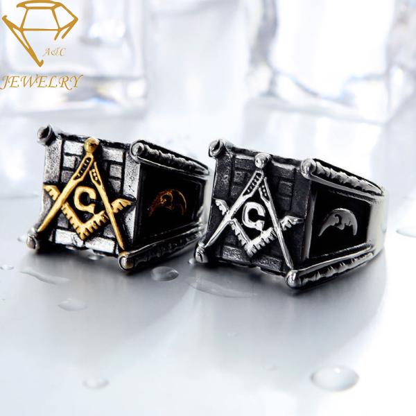 Freemanson Prong Embossed Masonic Signet Ring