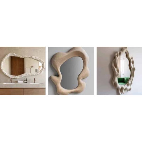 Handmade Modern Home Decor Large Wall Hanging Gold Frame Mirror Irregular Shape with Organic Style Art Deco Design