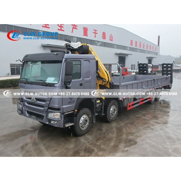 HOWO 8x4 Service Truck with 10-Ton XCMG Knuckle Boom Crane and Hydraulic Access Ladder for Heavy Lifting