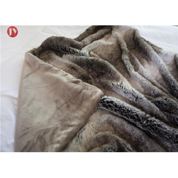 Soft classic Gray Faux Fur Blanket Chinchilla Stripes Throw Winter OEM/ODM Accepted
